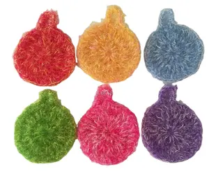 Mini tay Crochet món ăn vải Crochet Acrylic miếng bọt biển món ăn Scrubber Nhà Bếp Làm sạch vải