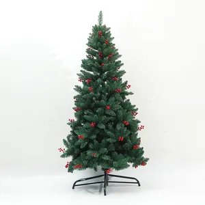 China Fabrikant Kerstboom Decoratie 7 Ft Premium Sparren Kerstboom Scharnierende Kunstmatige Kerstboom Met Rode Bessen