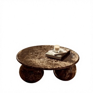 Modern <strong>Brown</strong> Marble Center <strong>Table</strong> Dark Emperador Round <strong>Table</strong> Natural Stone Coffee <strong>Table</strong> for Luxury Living Room Decoration - Product Image 4