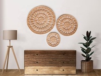Décoration murale moderne en rotin tressé 3 pièces, motif végétal, multifonctionnelle pour la maison, vase mural pour plantes.