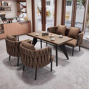 Industrial Style Coffee Shop <b>Sofa</b> Set Metal Frame High-Density Foam Durable Restaurant Furniture - Product Image 2