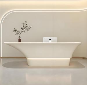 B009 Bureau d'accueil moderne en bois massif pour salon de beauté, hôtel, école, hôpital - Bureau d'accueil commercial résistant à la corrosion - Product Image 6