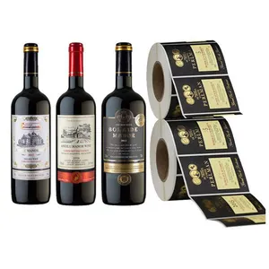 Personalizado auto-adesivo etiquetas PVC hot stamping vinho garrafa adesivos alimentos água mineral impermeável vinil etiquetas personalizadas