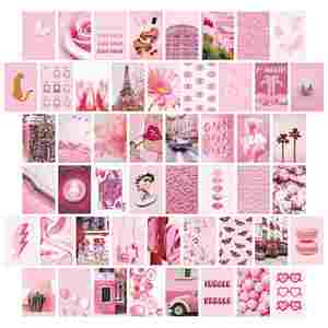 Sáng Tạo 4X6 Inch Màu Hồng Thẩm Mỹ Ảnh Áp phích Hình Ảnh Khung Kit 50 Pcs Tường Cắt Dán Thiết Lập Cho Phong Cách Phòng Trang Trí Nội Thất Và Trang Trí Nội Thất - Product Image 5