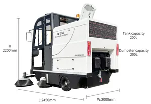 SBN-2000AW Floor Sweeper Wet And Dry Ride On Recheargeable Street Fully Closed Floor Cleaning Machine