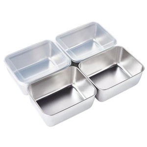 304 Stainless Steel Square Food <b>Storage</b> Box With Lid For Refrigerator Fruit Vegetable Lunchbox <b>Stackable</b> Design - Product Image 5