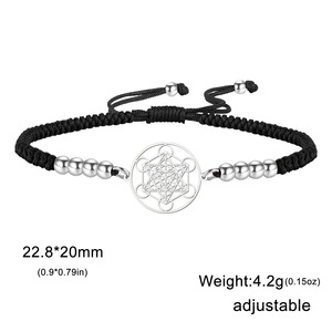 Bracelet en acier inoxydable plaqué or 18 carats, cube <span class=keywords><strong>de</strong></span> <span class=keywords><strong>Metatron</strong></span>, sceaux <span class=keywords><strong>de</strong></span> géométrie sacrée des archanges, bijoux ajustables pour femmes et hommes - Product Image 4