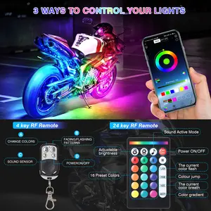 22PCS APP Control LED Motorcycle Light RGB SMD5050 Motorcycle Lighting System LED Light LED Strips For Motorcycle