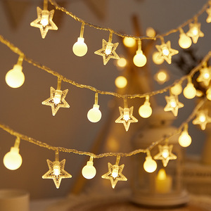 Luces de Cadena de Bolas de Cristal con Forma de Estrella, Funcionan con Pilas, Resistentes al Agua, Luces LED de Hadas, Venta al Por Mayor, Directo de Fábrica, para Fiestas de Navidad - Product Image 1