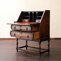 Bureau d'écriture vintage en chêne massif avec plusieurs tiroirs, armoire de rangement pour bureau, chambre ou salon en bois