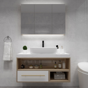 Bồn Rửa Phòng Tắm Khách Sạn <span class=keywords><strong>Cherry</strong></span> Color Gắn Trên Sàn Phong Cách Hiện Đại Với Gương - Product Image 2