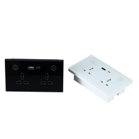 Prise murale intelligente universelle SUMMAO Zigbee V3.0 double Wi-Fi avec ports USB-A et USB-C, panneau tactile en verre, compatible Tuya HomeKit/Matter, 16A, 2 prises
