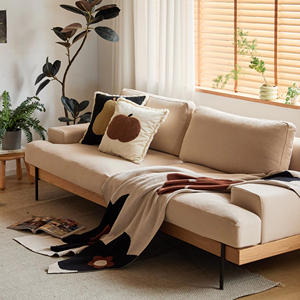 Elegante Divano Sezionale a Due Posti in Stile Giapponese, Sfoderabile e Lavabile in Lino e Cotone, Colore Personalizzabile per Appartamenti Interni - Product Image 1