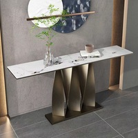 Table console en métal pour la maison, meubles modernes de luxe haut de gamme, table d'angle avec base en métal, facile à nettoyer