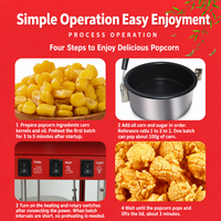 Machine à Popcorn Commerciale 1400W en Acier Inoxydable avec Cuve Antiadhésive et Portes en Acrylique pour Cinémas, Salons de Snacks et Centres Commerciaux