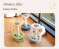 Arbre à chat compact moderne et écologique en bois, emballage en carton, avec griffoir, plateau tournant, plateformes de saut et zones de jeu pour