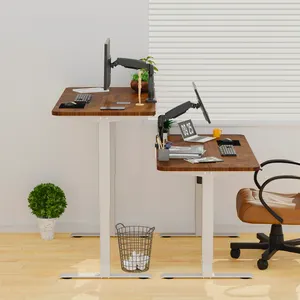 AUKI Ergonomic Desk White Frame With Wooden Tabletop 120*60 CM Electric Standing Desk Smart Electric Standing Desk