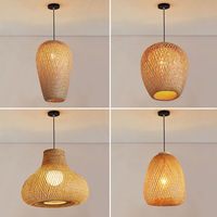 Lámpara Colgante de Bambú Tejida de Estilo Japonés, Personalizada y Creativa, con Diseño Inspirado en el Zen, Luz LED, Instalación con Cable