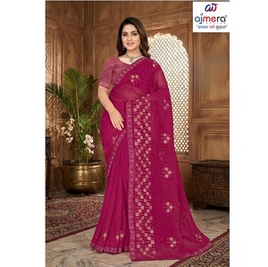 Sari en Soie de Luxe pour Femme, Style Traditionnel Indien, Idéal pour Fêtes et Mariages, Design Ethnique, Séchage Rapide, Coupe Classique, En Stock - Product Image 3