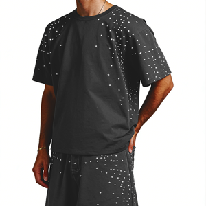 メンズ オーバーサイズ Tシャツ クロス散布図柄 カジュアル ストリートウェア 半袖 Tシャツ リラックスフィット デイリー/ラウンジウェア用 - Product Image 1