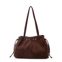 Sac à bandoulière décontracté en daim rétro pour femme, sac seau de voyage, sac à cordon, sac à main, sac fourre-tout, vente en gros