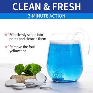 Tabletas Limpiadoras de Dentaduras Postizas, Eliminan el 99.9% de las Bacterias, Aliento Fresco, Cuidado Bucal, Blanqueamiento de Manchas de Sarro, para Dentaduras Postizas Completas y Parciales - Product Image 2