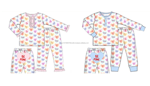 Pijamas Personalizados para Niños con Estampado de San Valentín Be Mine Love, 95% Algodón, 5% Elastano, Ropa Casual para Niños, Conjuntos de Primavera y Otoño, Venta al por Mayor - Product Image 3