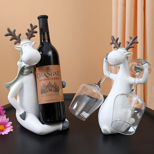 Christmas Reindeer Figurine Resin Craft Living Room Decoration Wine Holder Indoor Use Cartoon Matte Finish - Product Image 1