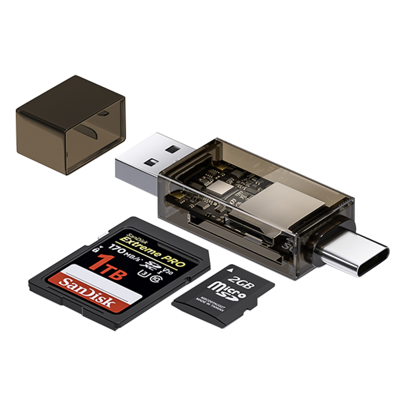 Type-C + USB (Couleur marron transparent)