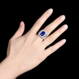Bague en saphir bleu naturel SGARIT 9,24 ct, bijoux en diamant naturel 46 pièces 1,13 ct, certificat AIGS+NGTC, bijoux de luxe - Product Image 5