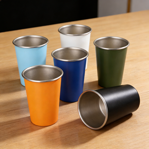 Verres à boire en métal incassables personnalisables de 16 onces pour bar, tasses en acier inoxydable, verre à bière incassable, verre à bière de 17 oz - Product Image 1