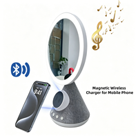 Miroir de maquillage avec haut-parleur, chargeur sans fil, support de téléphone, lumière LED, bruit blanc, gadget de bureau
