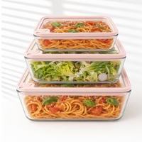 Boîte à lunch en verre borosilicate hermétique, fabriquée directement en usine, avec couvercles anti-fuite, compatible micro-ondes, récipient de préparation des repas pour les distributeurs