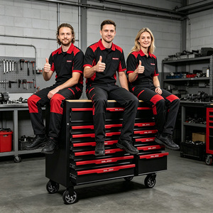 Coffre à outils roulant à 12 tiroirs, robuste, capacité de 300 kg, dessus en bois, pour <span class=keywords><strong>garage</strong></span>, atelier, réparation automobile - Product Image 6