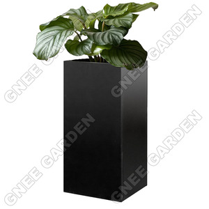 Weather Resistant Black Galvanized Metal <b>Planter</b> <b>Box</b> 350Lx350Wx760H with Divider Rust Proof Flower Pot Durable Garden Decor for - Product Image 2