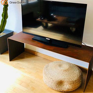 Ensemble table et banc de patio en acier Corten, design moderne, résistant aux intempéries, confortable, mobilier de jardin extérieur pour hôtel et chambre. - Product Image 5