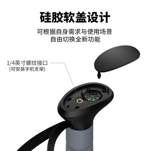 Bâton de randonnée multifonctionnel 335g en alliage d'aluminium, bâton de trekking extérieur avec support pour téléphone et allume-feu - Product Image 2