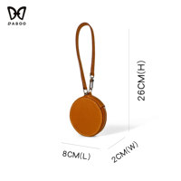 Pochette à bijoux circulaire en cuir de vachette sur mesure, fabriquée à partir de cuir Epsom véritable.