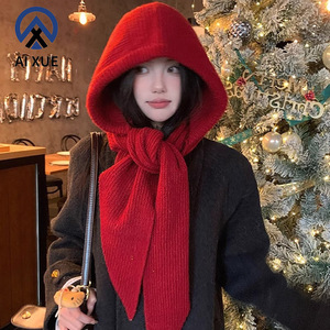 Chapeau en tricot uni, écharpe, <span class=keywords><strong>cagoule</strong></span>, nouvelle collection automne-hiver, pour femmes, chaud, en élasthanne/polyester, circonférence de la tête de 48 à 50 cm - Product Image 1