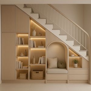 Mueble de Almacenamiento Bajo Escaleras Personalizado, Unidad de Almacenamiento de Zapatos Integrada en la <span class=keywords><strong>Escalera</strong></span>, Solución Modular de Almacenamiento Bajo Escaleras para el Pasillo del Hogar - Product Image 5