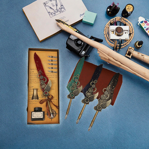 Ensemble de stylos à <span class=keywords><strong>plume</strong></span> vintage punk, stylo à <span class=keywords><strong>plume</strong></span> en métal, bouteille d'encre, coffret cadeau personnalisé pour l'écriture - Product Image 4