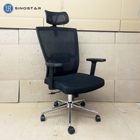 Chaise de bureau ergonomique contemporaine avec dossier et appui-tête en maille respirante réglables pour une utilisation en atelier, soutien personnalisé et confortable