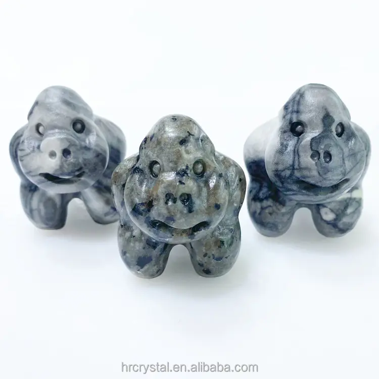 Yarı değerli taş el sanatları oyma doğal taş kristal Gorilla hayvanlar satılık figürler