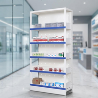 Étagère de rangement et de présentation de médicaments en acier, 900 mm de large, à six niveaux, design moderne pour l'organisation des hôpitaux et cliniques