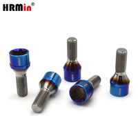 Boulons de moyeu de roue à siège conique à tête creuse Torx couleur bleu brûlé M12x1.25x28mm avec clé en titane