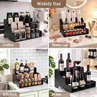 Étagère de présentation pour bouteilles de liqueur en bambou, porte-vin de comptoir à 3 niveaux, support à bouteilles de bar avec poignées, mini présentoir rétro pour le vin