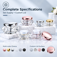 Pot à crème pour les yeux personnalisé en acrylique transparent à double paroi avec couvercle métallique 5g 10g 15g 20g 30g