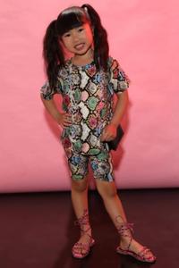 Conjunto de Ropa Infantil al por Mayor, Estilo Boutique, Patrón de Piel de Serpiente, 2 Piezas, Shorts de Motero para Niñas Pequeñas - Product Image 6