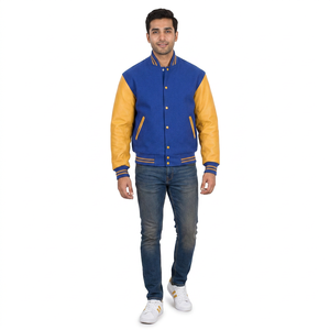 Top Selling Premium Quality Wool Varsity Letterman <b>Jackets</b> Stand Collar <b>Long</b> Sleeves Canvas for Winter OEM Service Available - Product Image 1