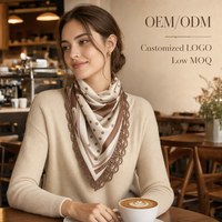 Cadeau de mariage personnalisé, foulard carré en soie de luxe à pois géométriques imprimés sur mesure - Livraison rapide, faible MOQ, design gratuit